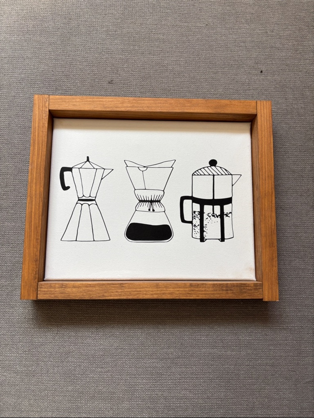 Wood Frame Coffee Brewing Wall Art - Black & Natural